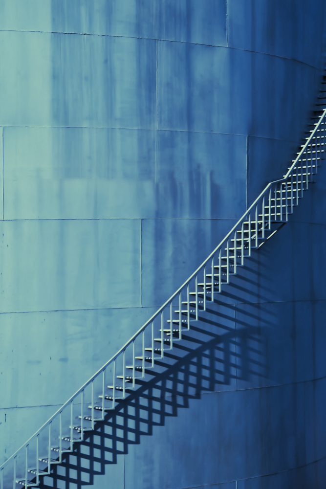 Geometric Blue Ascent by Florent Dirk Thies — canvas wall art