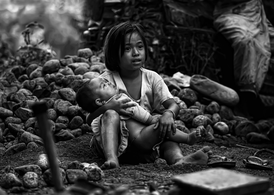 Childhood Sibling Bond by Adhi Prayoga — canvas wall art