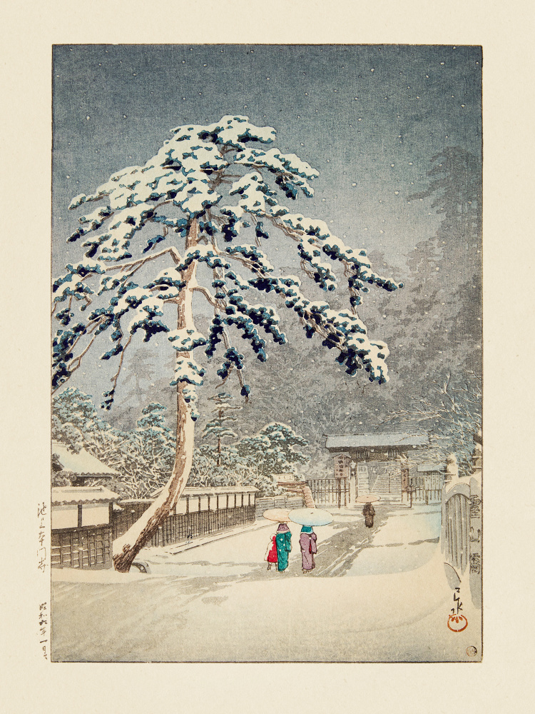 Ikegami Honmonji (honmon Temple, Ikegami) (1931) by Kawase Hasui — canvas wall art