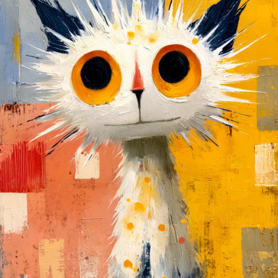 Whimsical Big-Eyed Cat