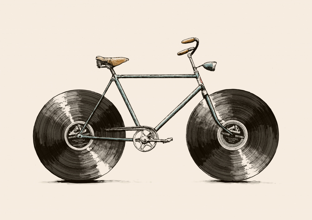 Vintage Vinyl Bicycle by Florent Bodart — canvas wall art
