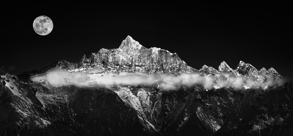 Moonlit Mountain Peaks by Selions(陈磊) — canvas wall art