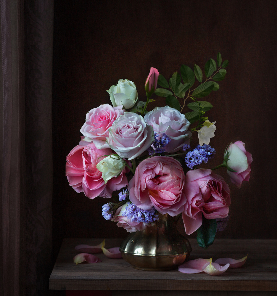 Romantic Rose Bouquet by Alina Lankina — canvas wall art