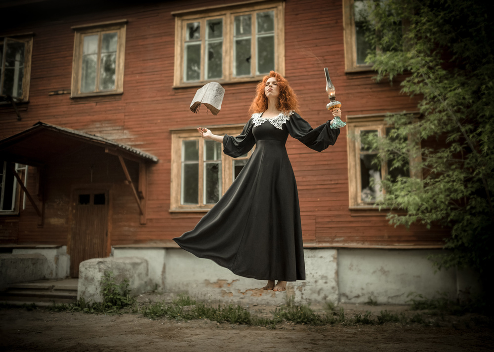 Redhead Sorceress Spell by Alexandr Pobat — canvas wall art