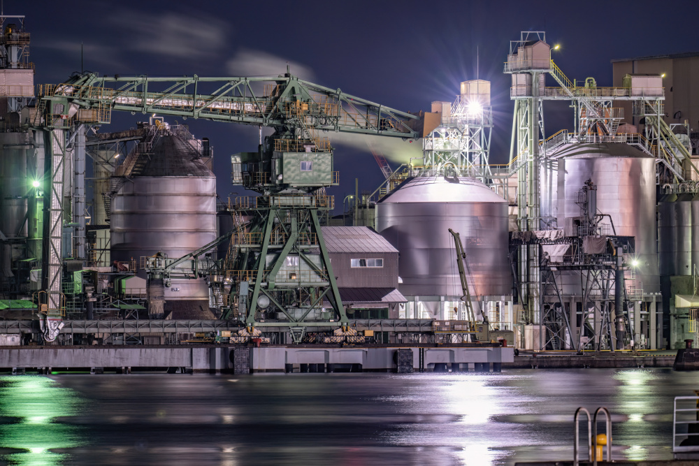 Industrial Night Reflections by Kobayashi Tetsurou — canvas wall art