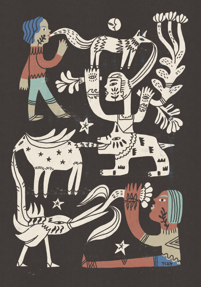 Tribal Spirit Animals by Raipa Studio — canvas wall art