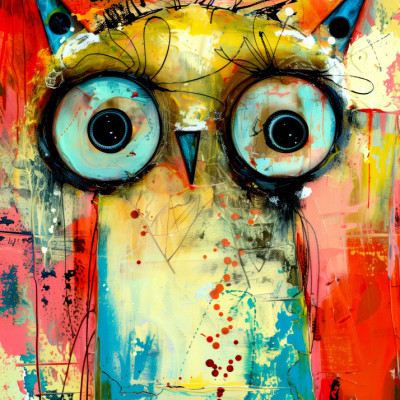 Vibrant Abstract Owl