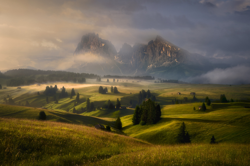 Misty Mountain Valley by Martin Morávek — canvas wall art