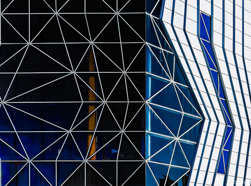 Blue Architectural Geometry by Arnon Orbach — canvas wall art