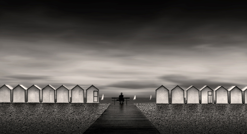 Lonely Man Sea View by Pierre Bacus — canvas wall art