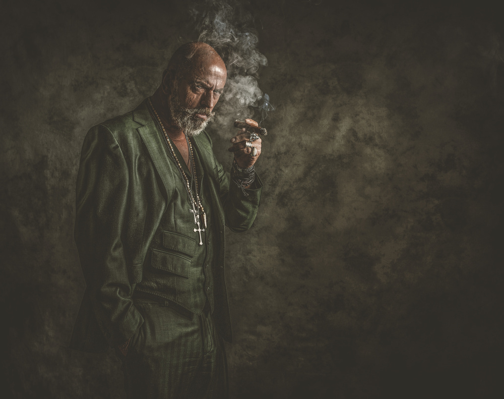 Intense Cigar Smoker by gNo — canvas wall art