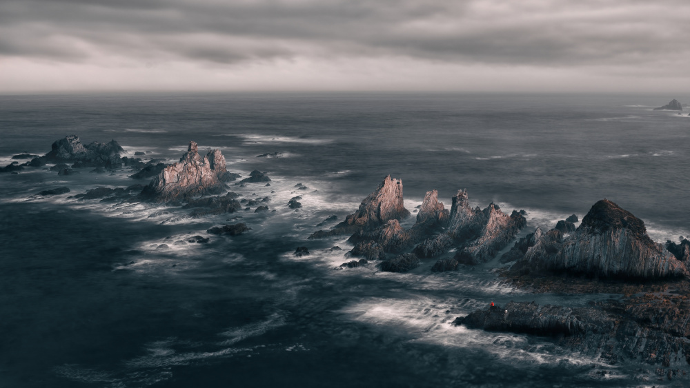 Dramatic Ocean Rocks by TONY GORAN — canvas wall art