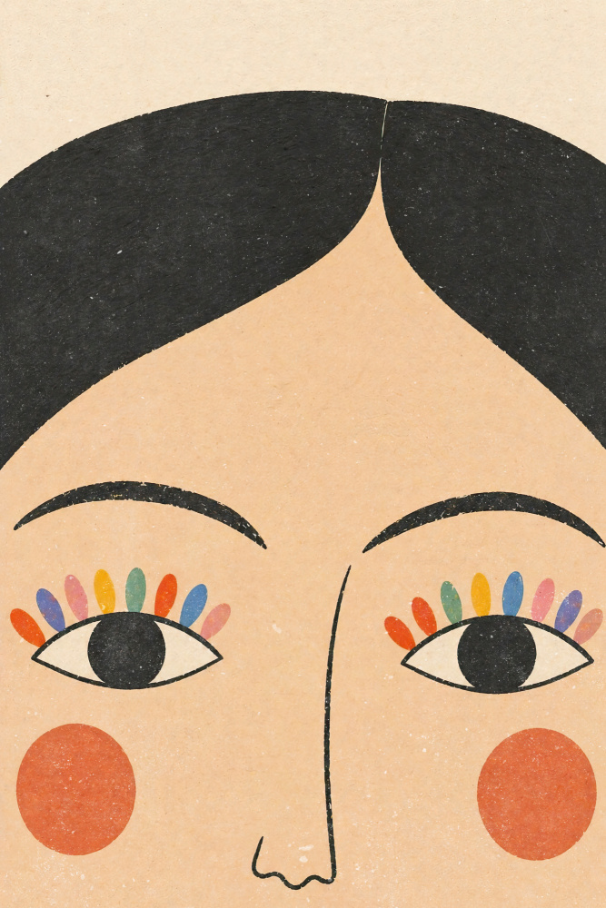 Rainbow Eyelashes Face by Treechild — canvas wall art