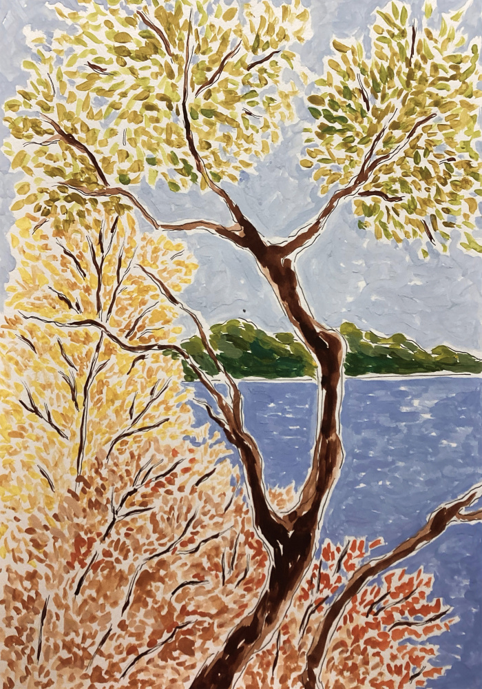 Autumn Lake Landscape by Rushati Chowdhury — canvas wall art
