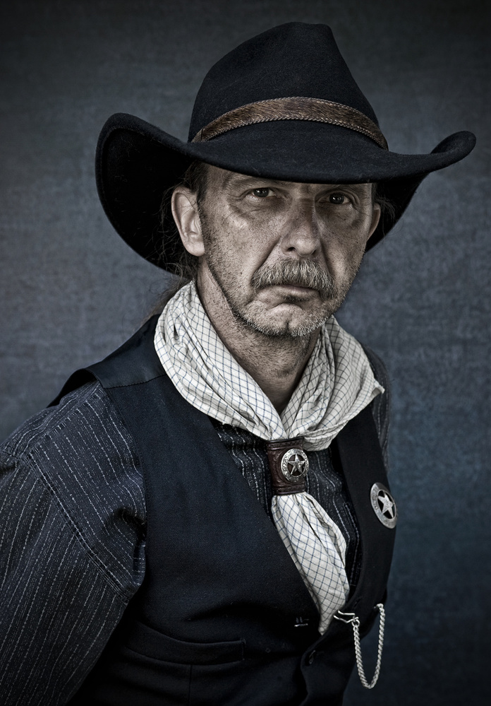 Rugged Cowboy Portrait by Jan Scheunders — canvas wall art