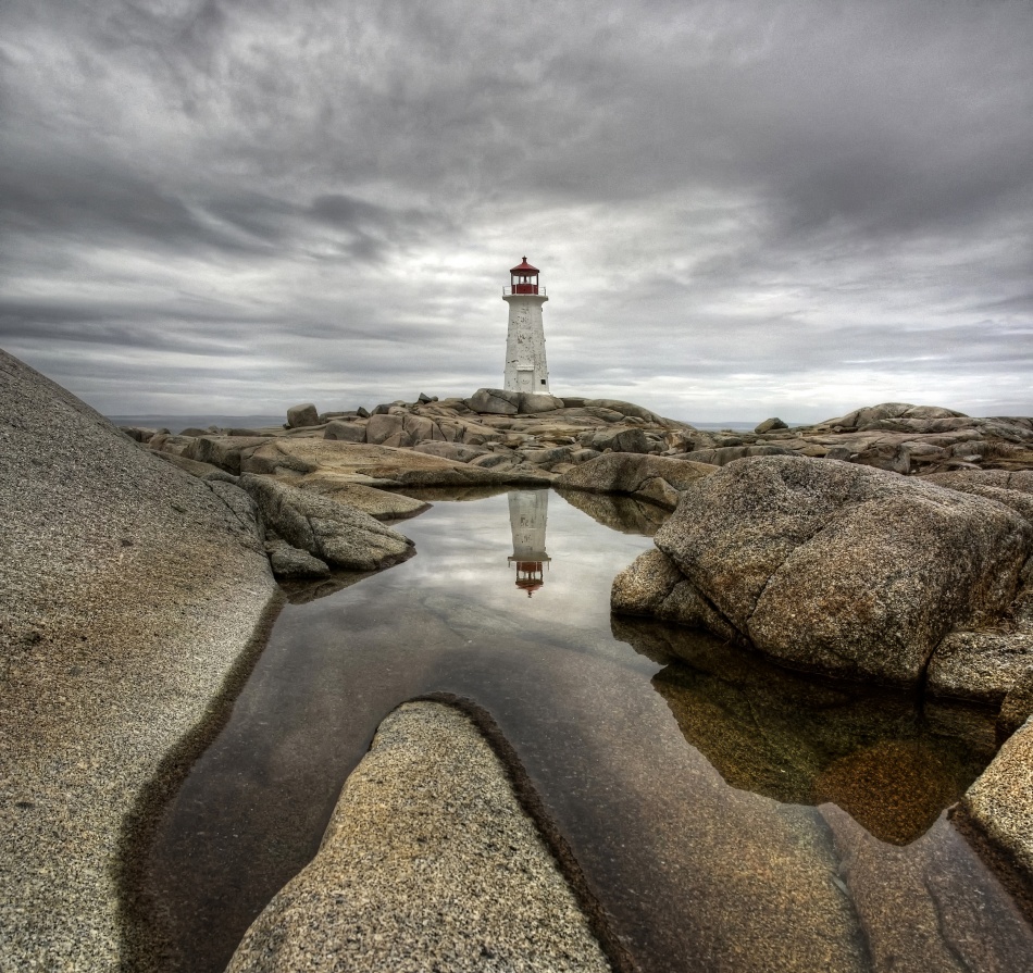 Moody Lighthouse Reflection by Robert Thomson † — canvas wall art