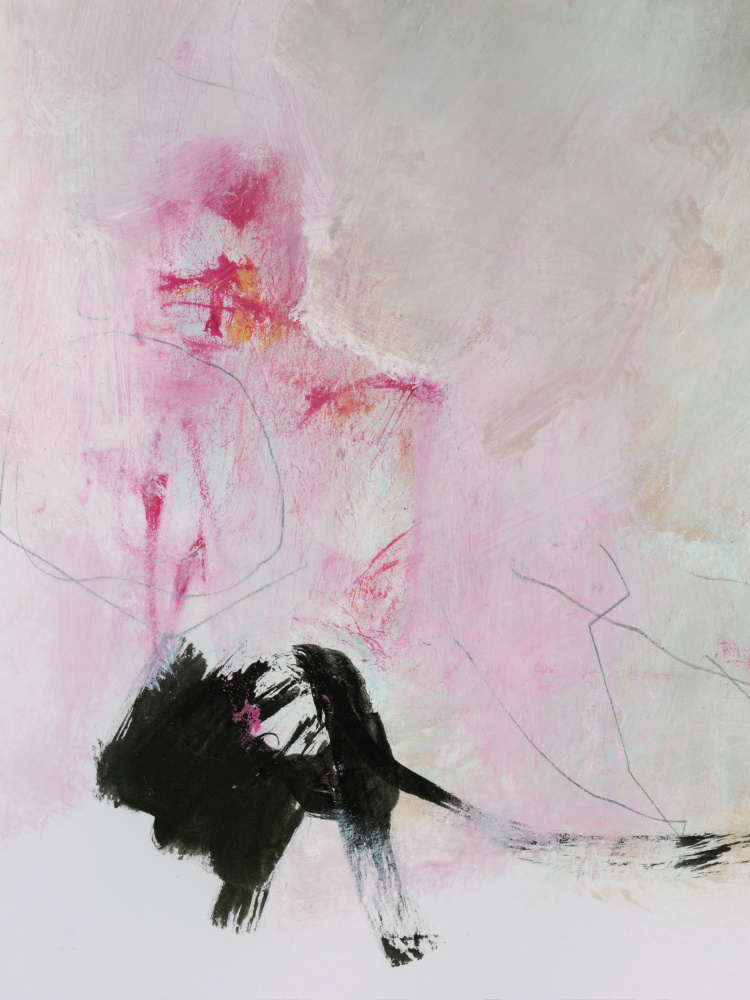 Blush And Black Abstract by Dan Hobday — canvas wall art