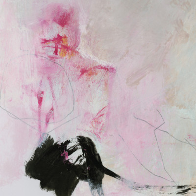 Blush And Black Abstract