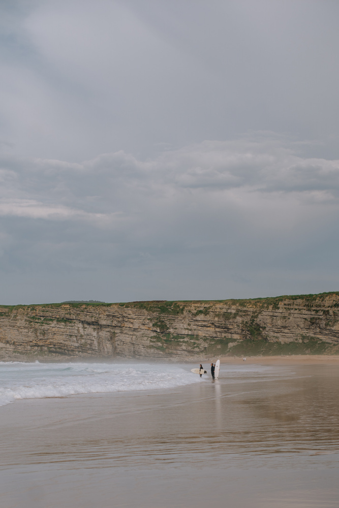 Coastal Surfers Walk by Claudia Casal — canvas wall art