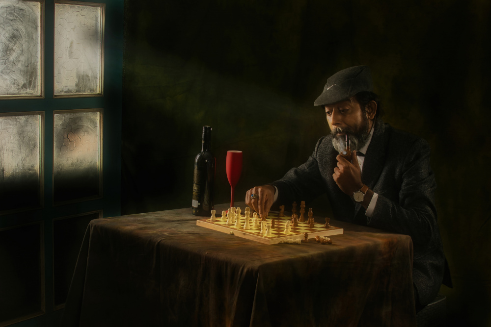 Detective's Chess Game by DEBASISH CHATTOPADHYAY — canvas wall art