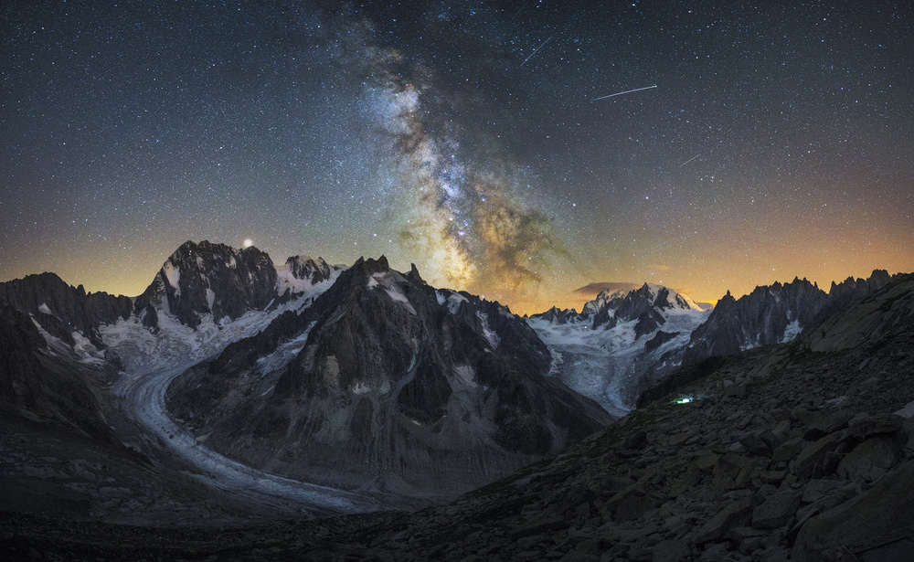 Milky Way Mountain Night by Álvaro Pérez &amp Jose M. Pérez. Brothers — canvas wall art