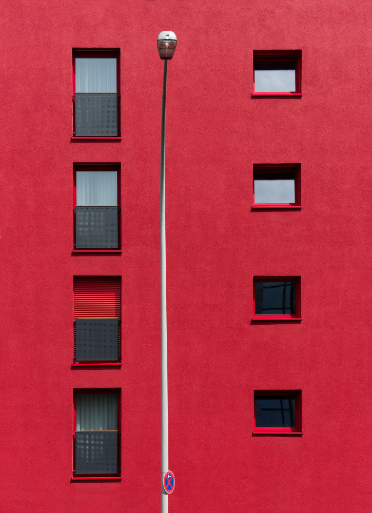 Bold Red Urban Facade by Karin Kilb — canvas wall art