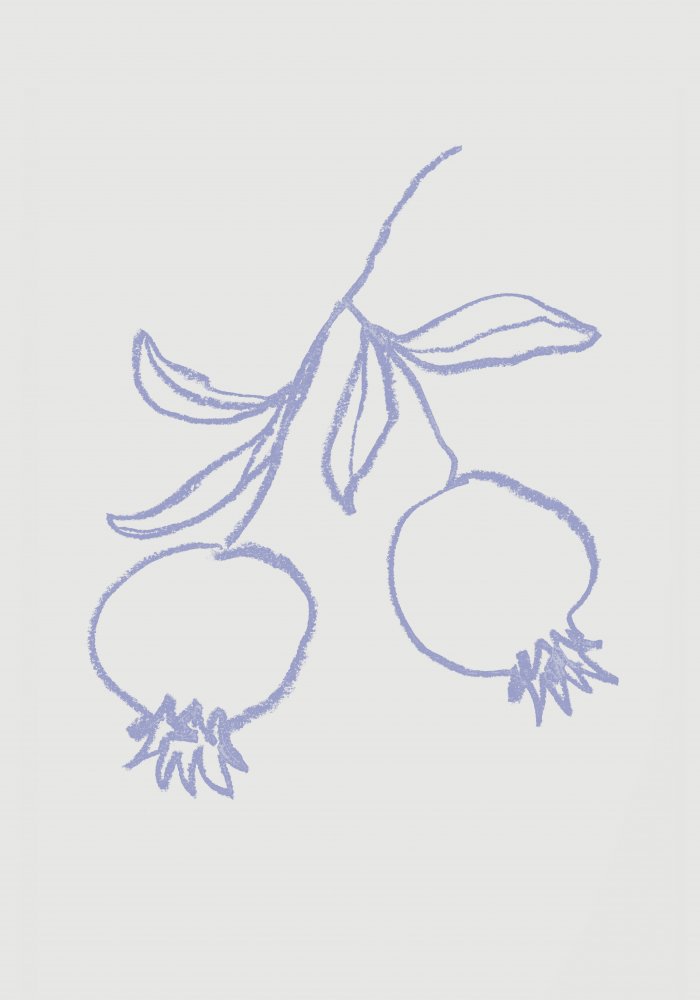 Purple Pomegranate Branch by Old Artists Studio — canvas wall art