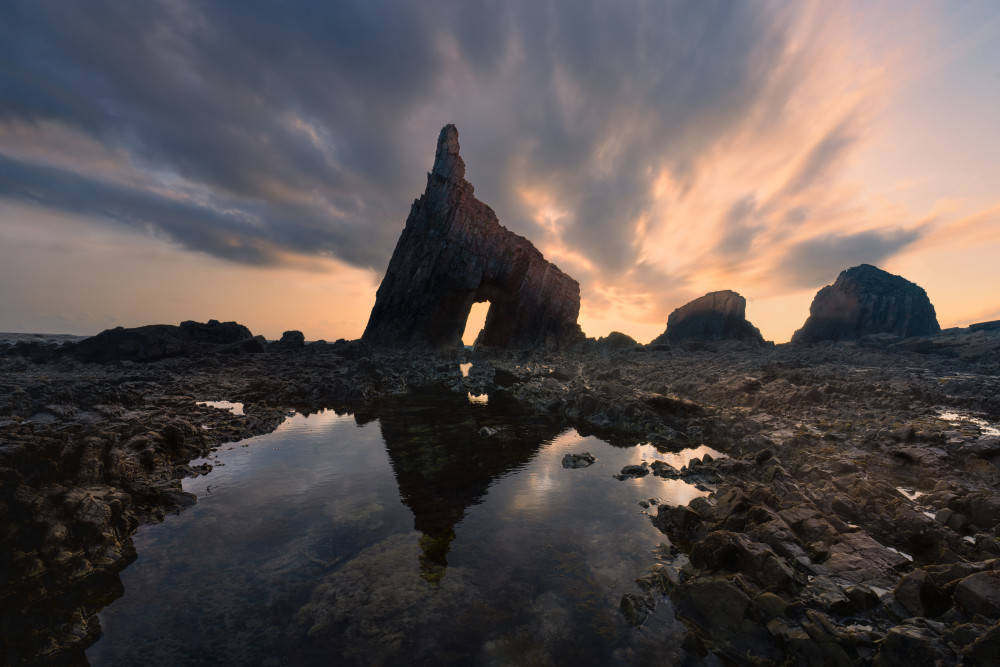 Sunset Rock Arch Reflection by Leah Xu — canvas wall art