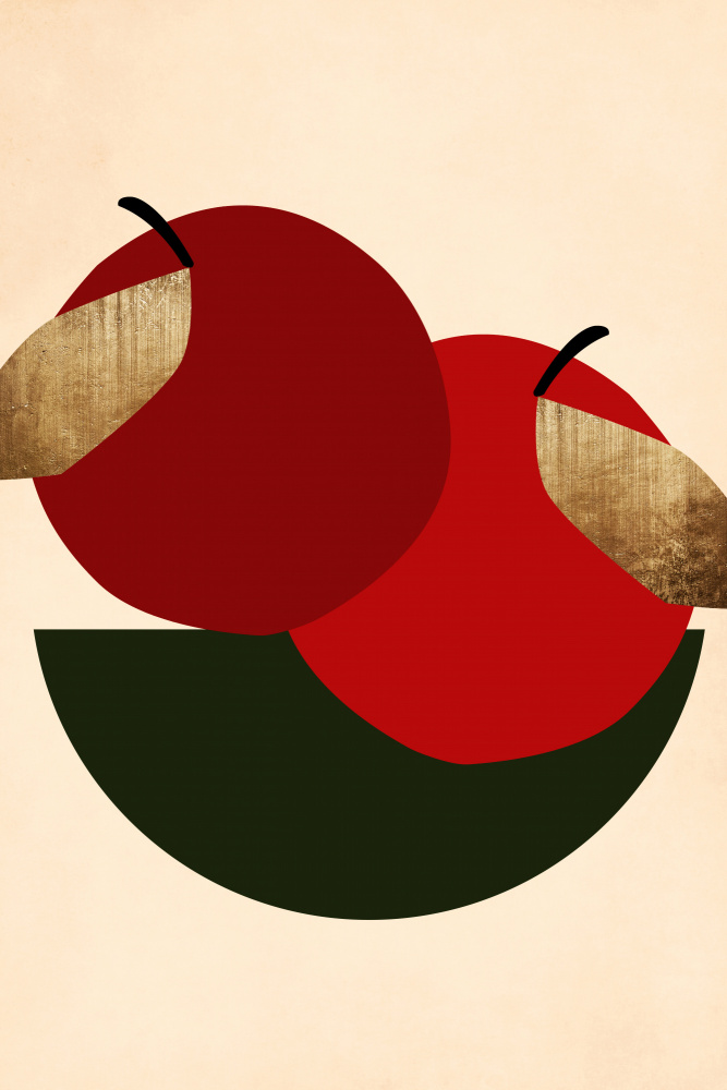 Two Red Apples by Kubistika — canvas wall art