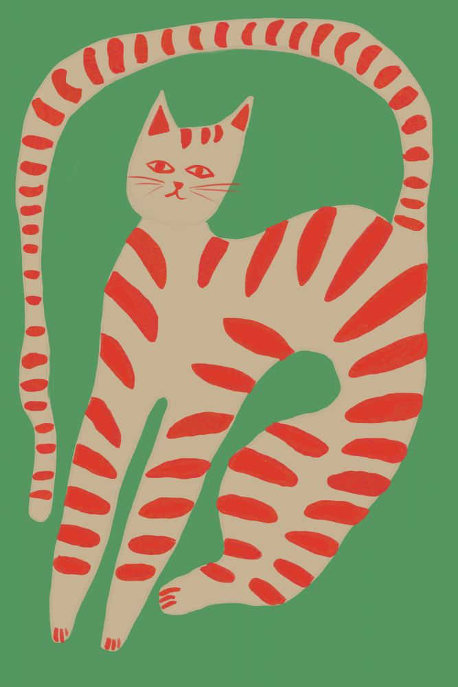 Striped Cat Stretching by The Art Concept — canvas wall art