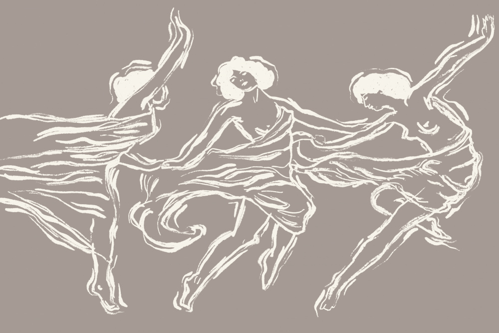 Flowing Fabric Dancers by Treechild — canvas wall art