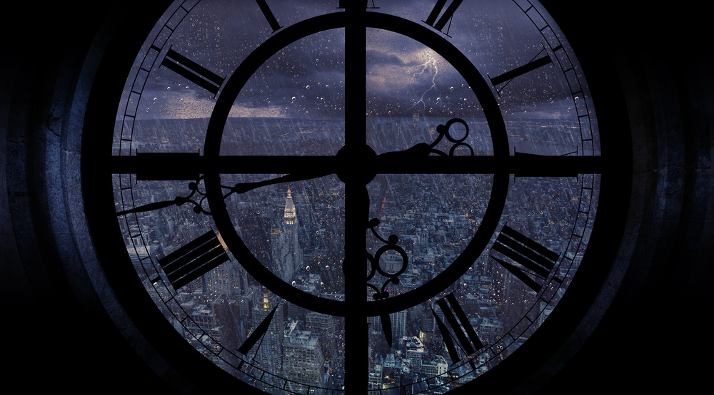 Dramatic City Clock View by Jackson Carvalho — canvas wall art