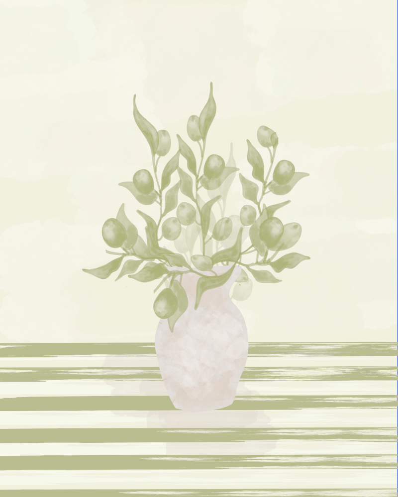Muted Olive Branches by Sannel Larson — canvas wall art