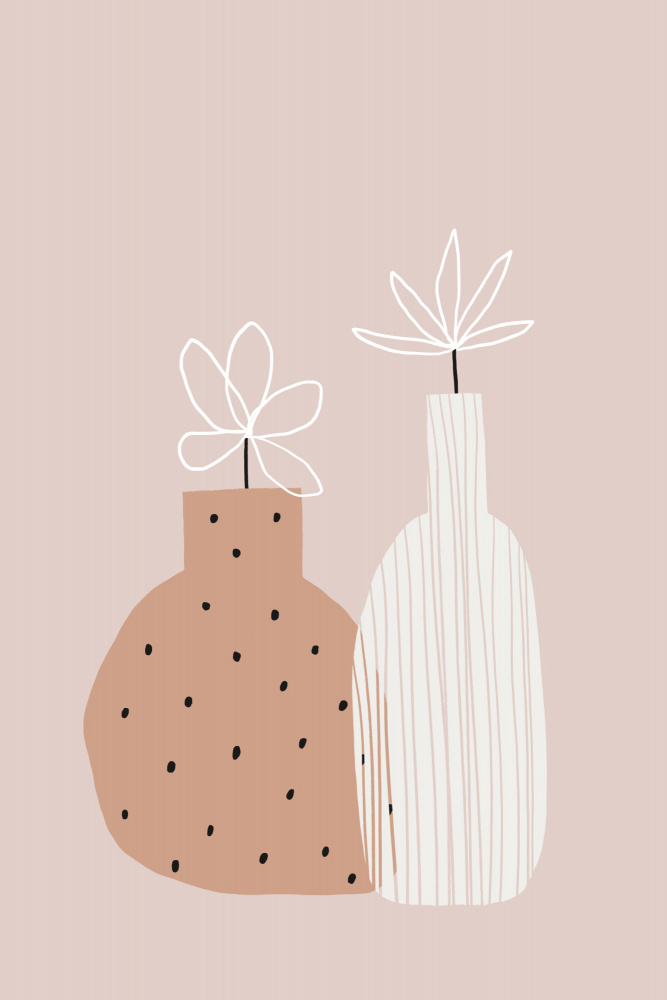 Minimal Twin Vases by uplusmestudio — canvas wall art