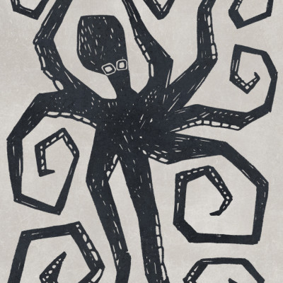 Bold Black Octopus