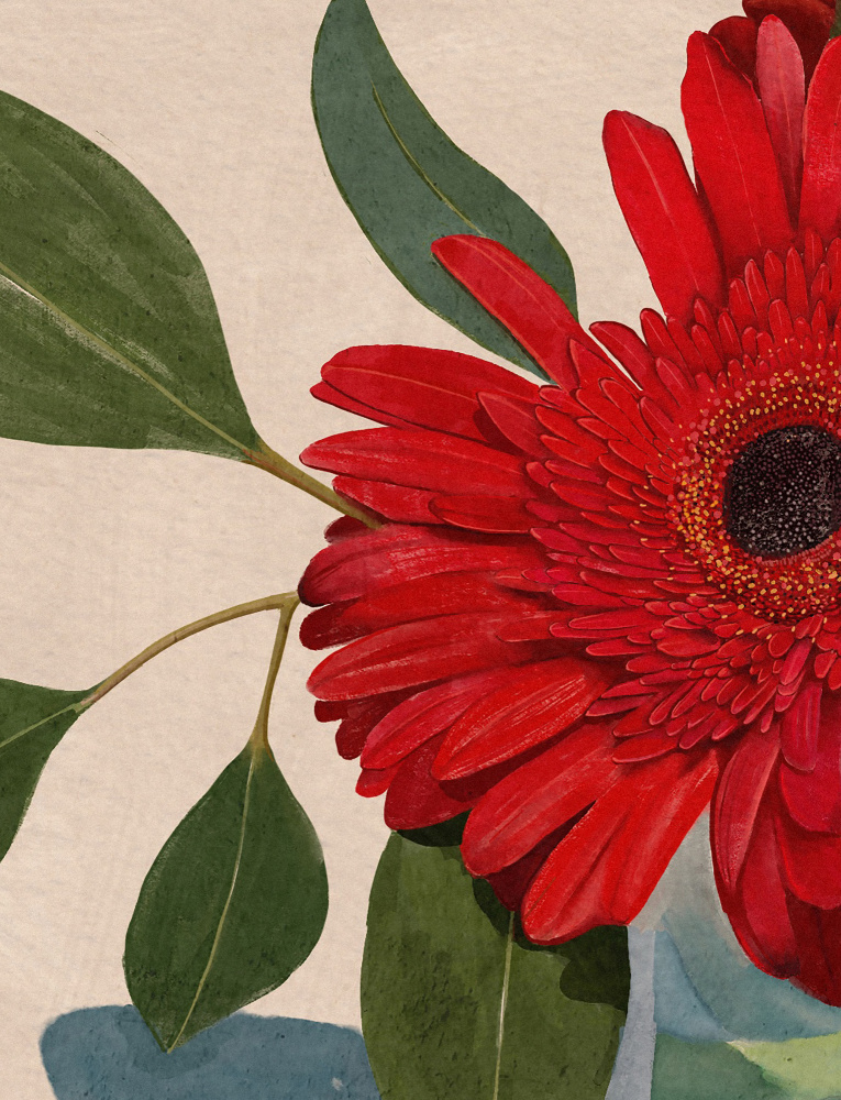 Red Gerbera Daisy Detail2 by Katie O'Shea — canvas wall art