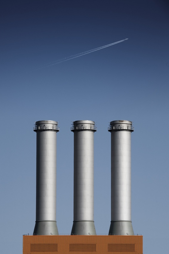 Industrial Towers Blue Sky by Markus Kühne — canvas wall art