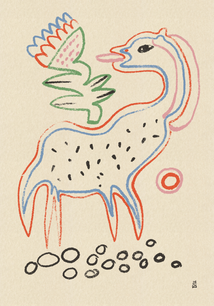 Whimsical Creature and Flower by Raipa Studio — canvas wall art