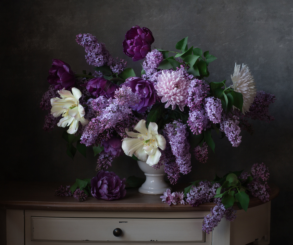 Elegant Lilac Bouquet by Alina Lankina — canvas wall art