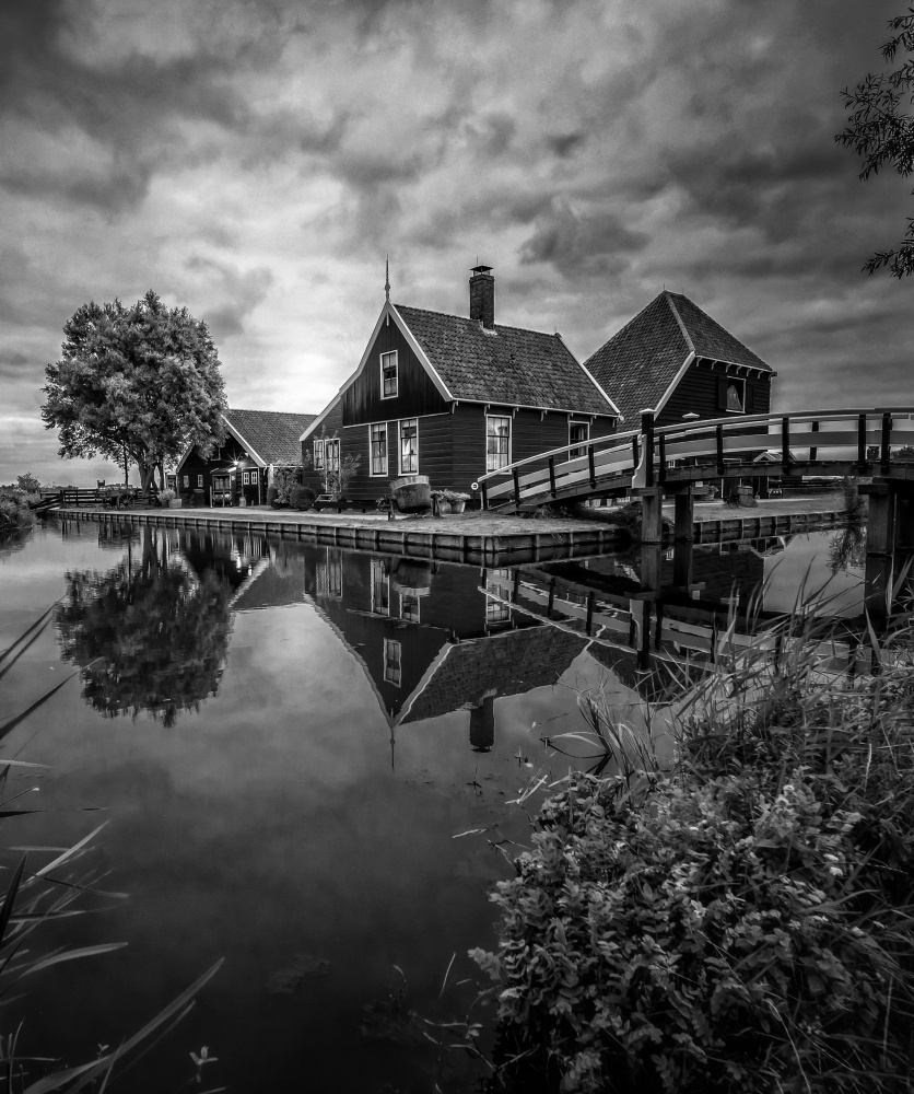 Moody Canal Houses by Adrian Lázare — canvas wall art