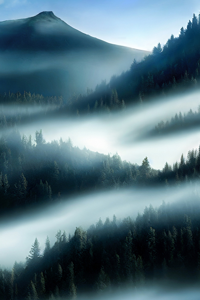 Misty Mountain Forest by Manu Allicot — canvas wall art