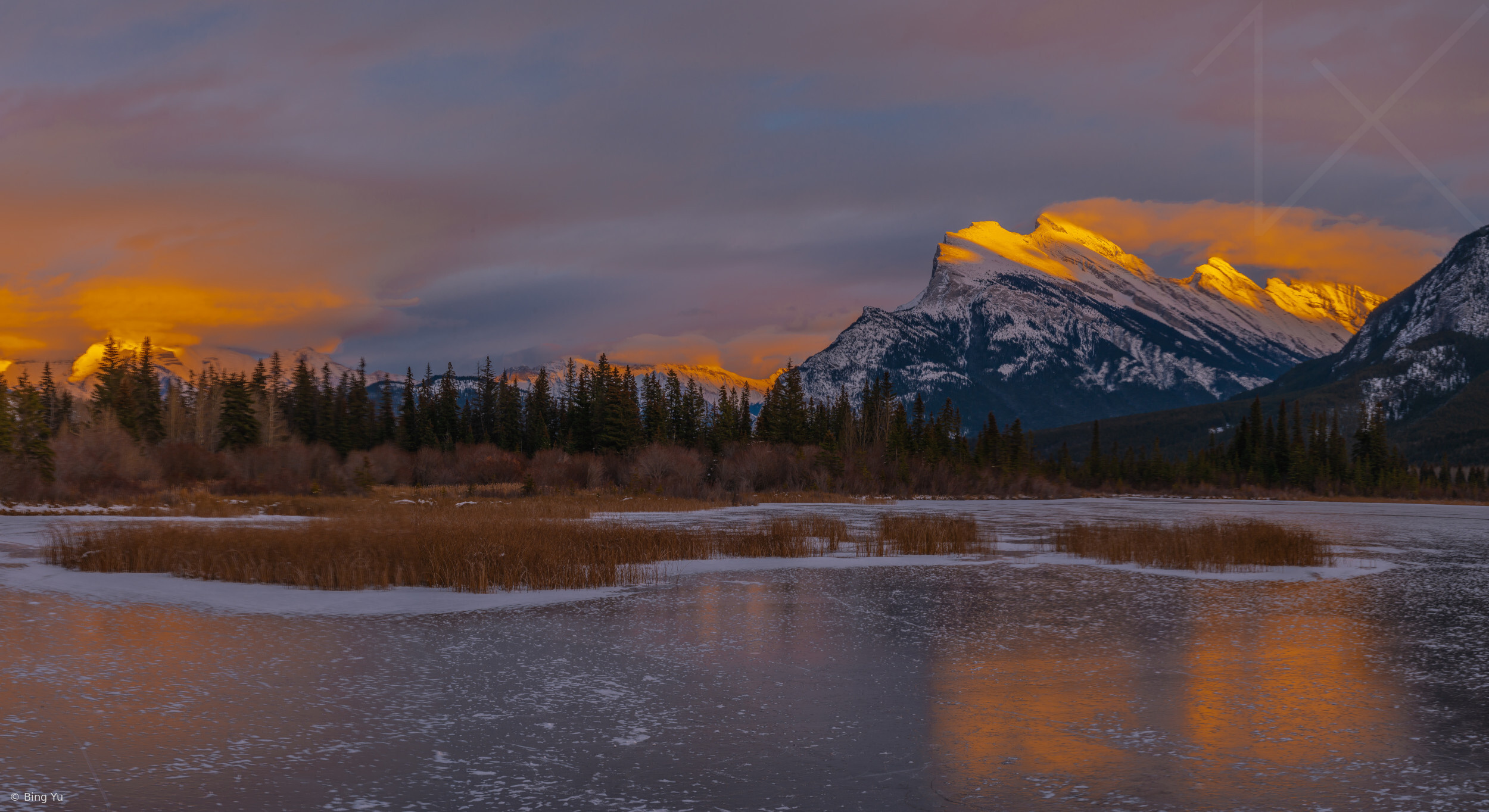 Sunset Fire on Vermillion Lakes