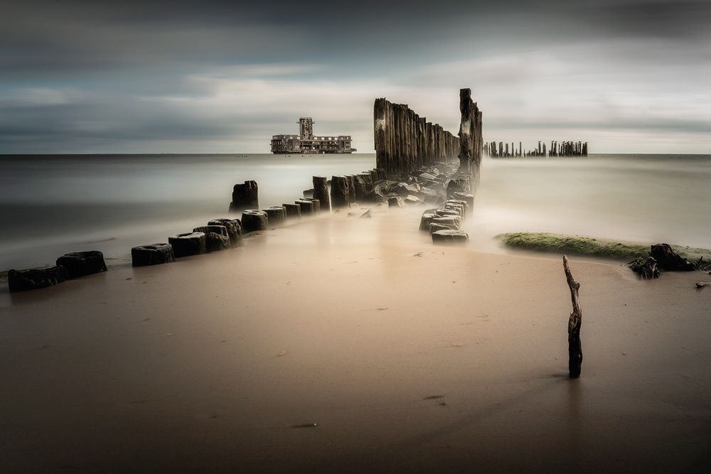 Coastal Ruins and Distant Fortress by Marian Kuric QEP — canvas wall art