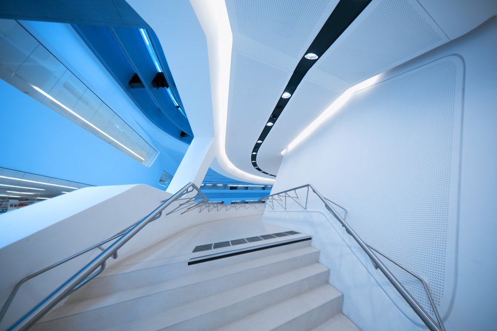 Futuristic Blue Architecture by Dr. Roland Shainidze — canvas wall art