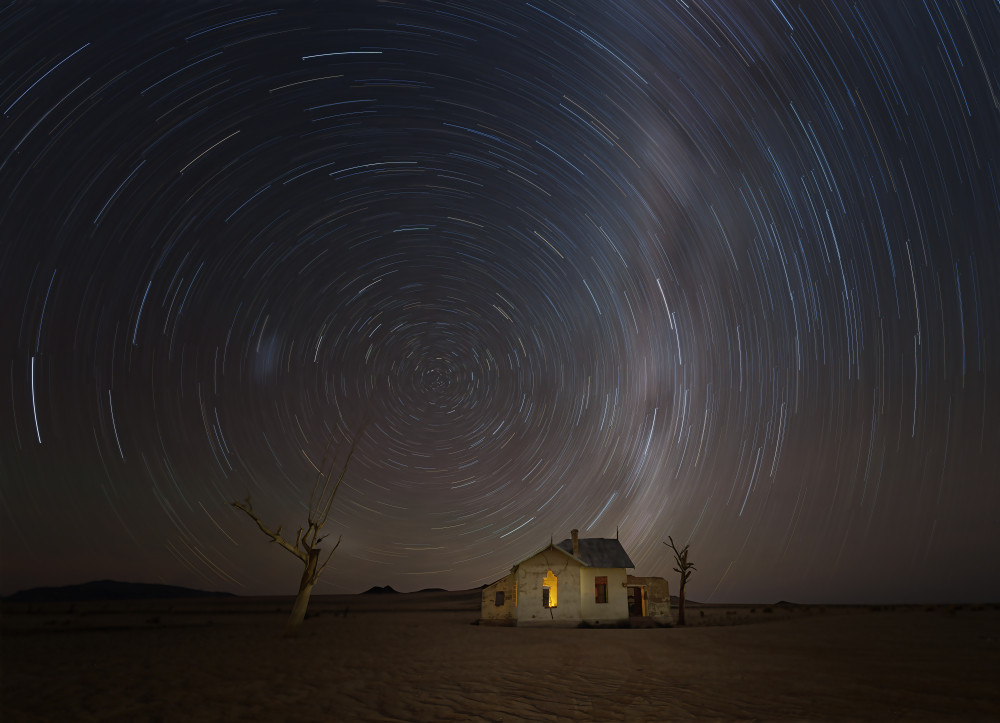 Cosmic Night Desert House by Yun Gong — canvas wall art