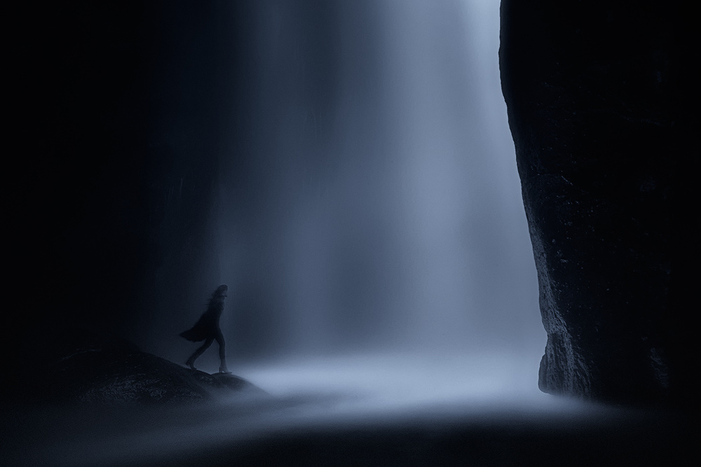 Solitary Figure Light Beam by Maria Kaimaki — canvas wall art