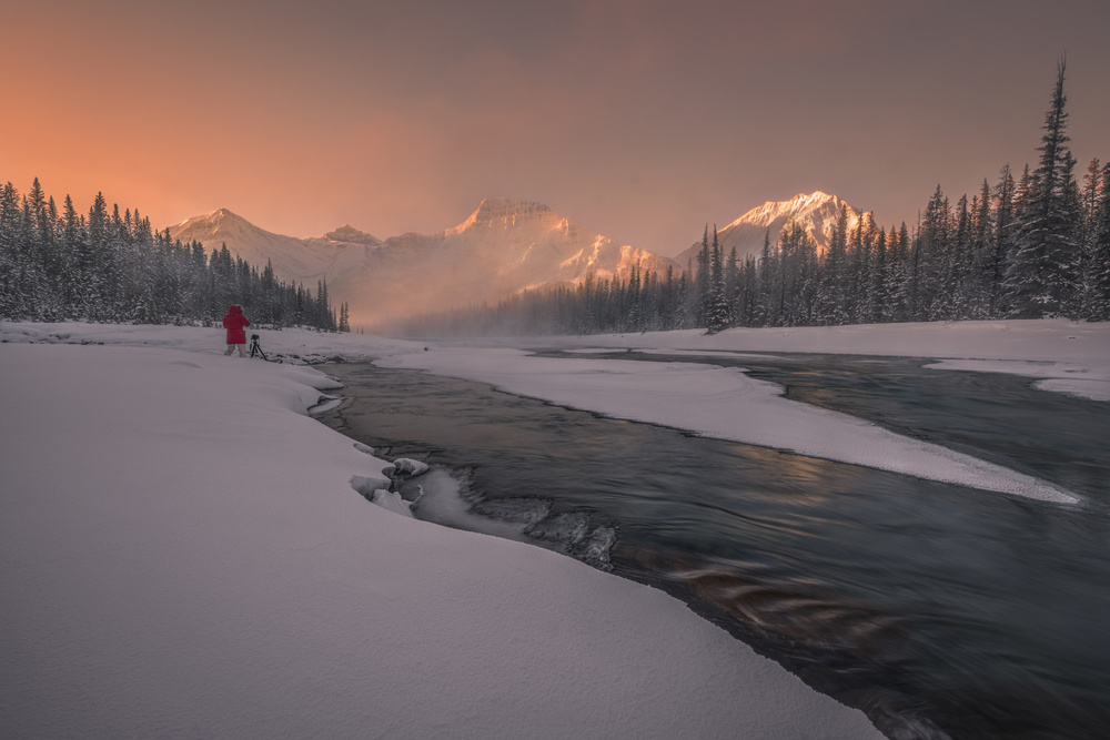Winter River Golden Hour by James S. Chia — canvas wall art