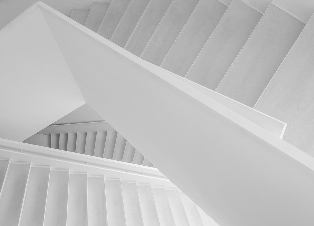 Geometric White Staircase by HAN dong hee — canvas wall art