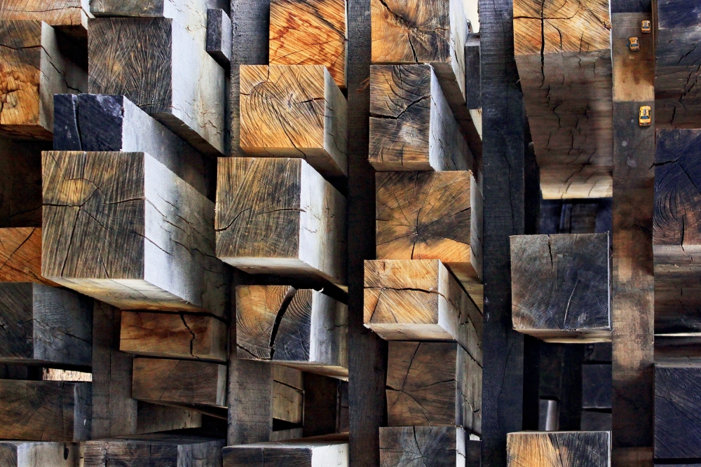 Rustic Stacked Wood Blocks by Francois Casanova — canvas wall art