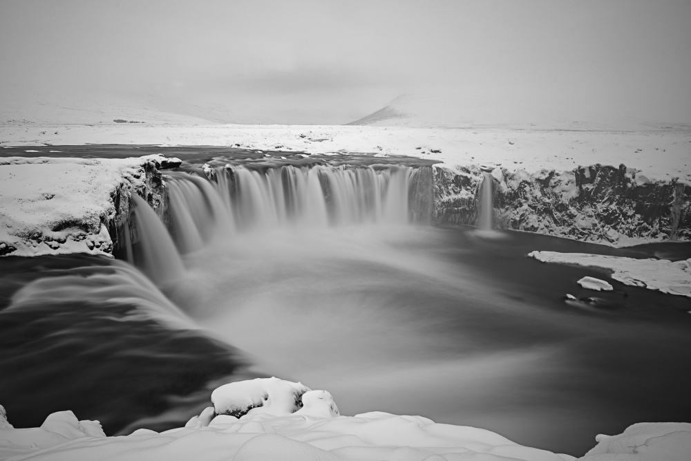 Winter Waterfall Serenity by Massimo Baroni — canvas wall art
